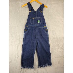 Vtg Belk's Jack Rabbit Cone Deeptone Denim Santorized Overalls Cropped Bib Small